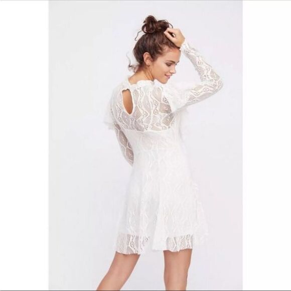 Free People Rock Candy Lace Mock Neck Dress Ivory Size XS NWT $128 Retail - Picture 14 of 15